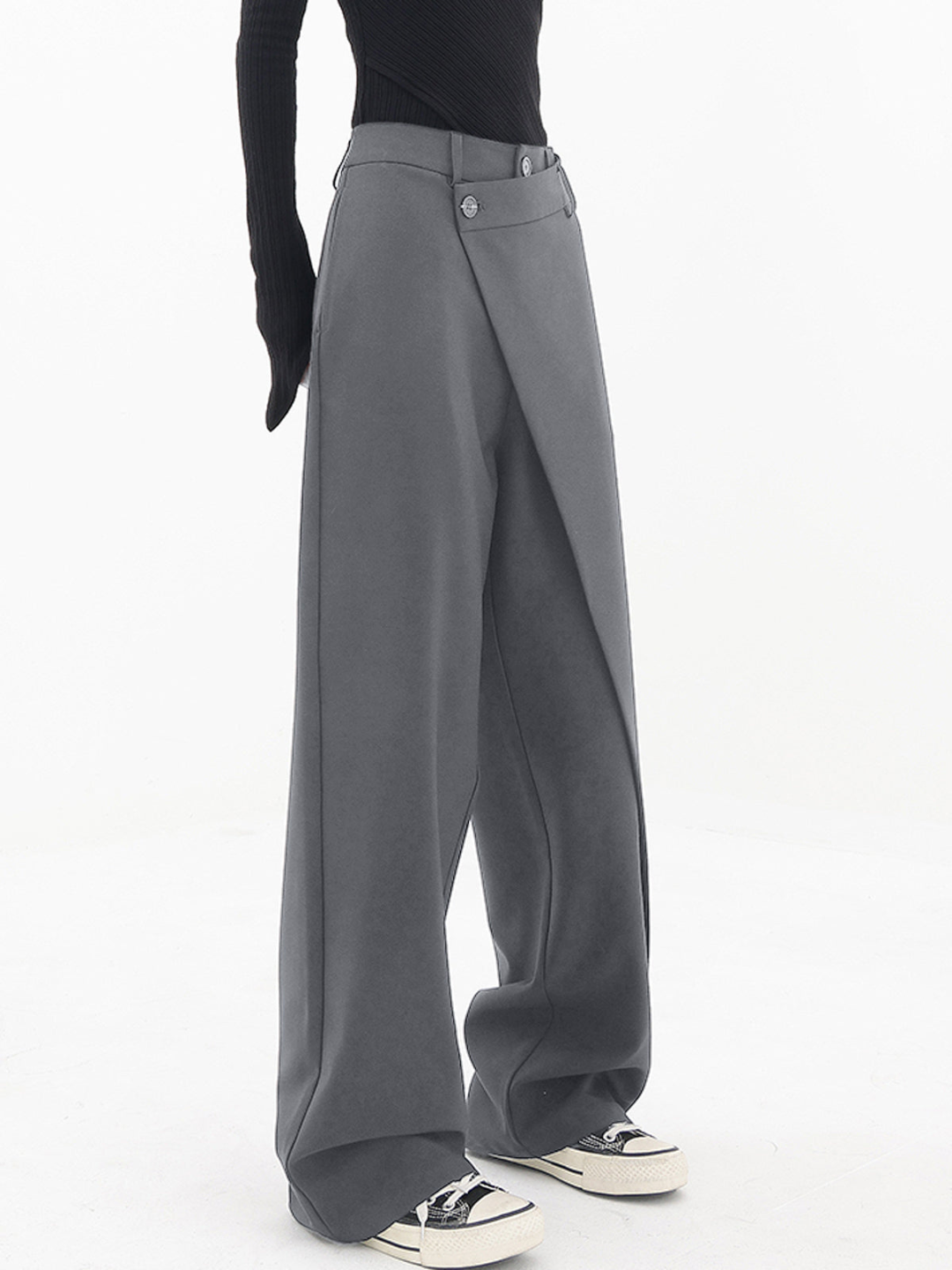 Averyl - Asymmetric Wide Leg Trousers