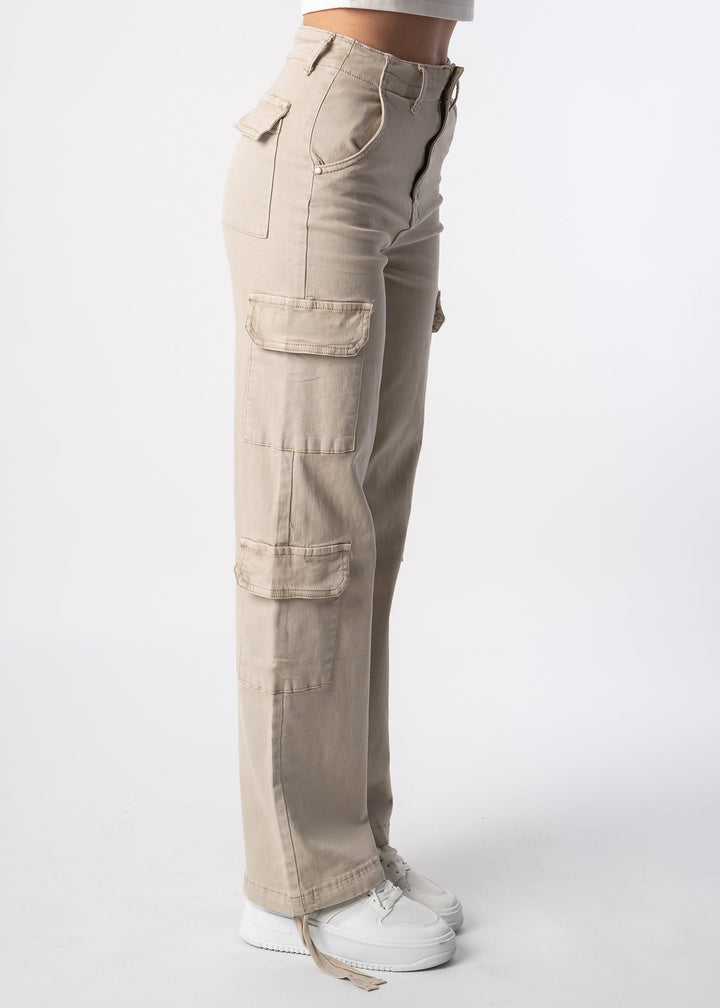 Wide Cargo Pants - Beige