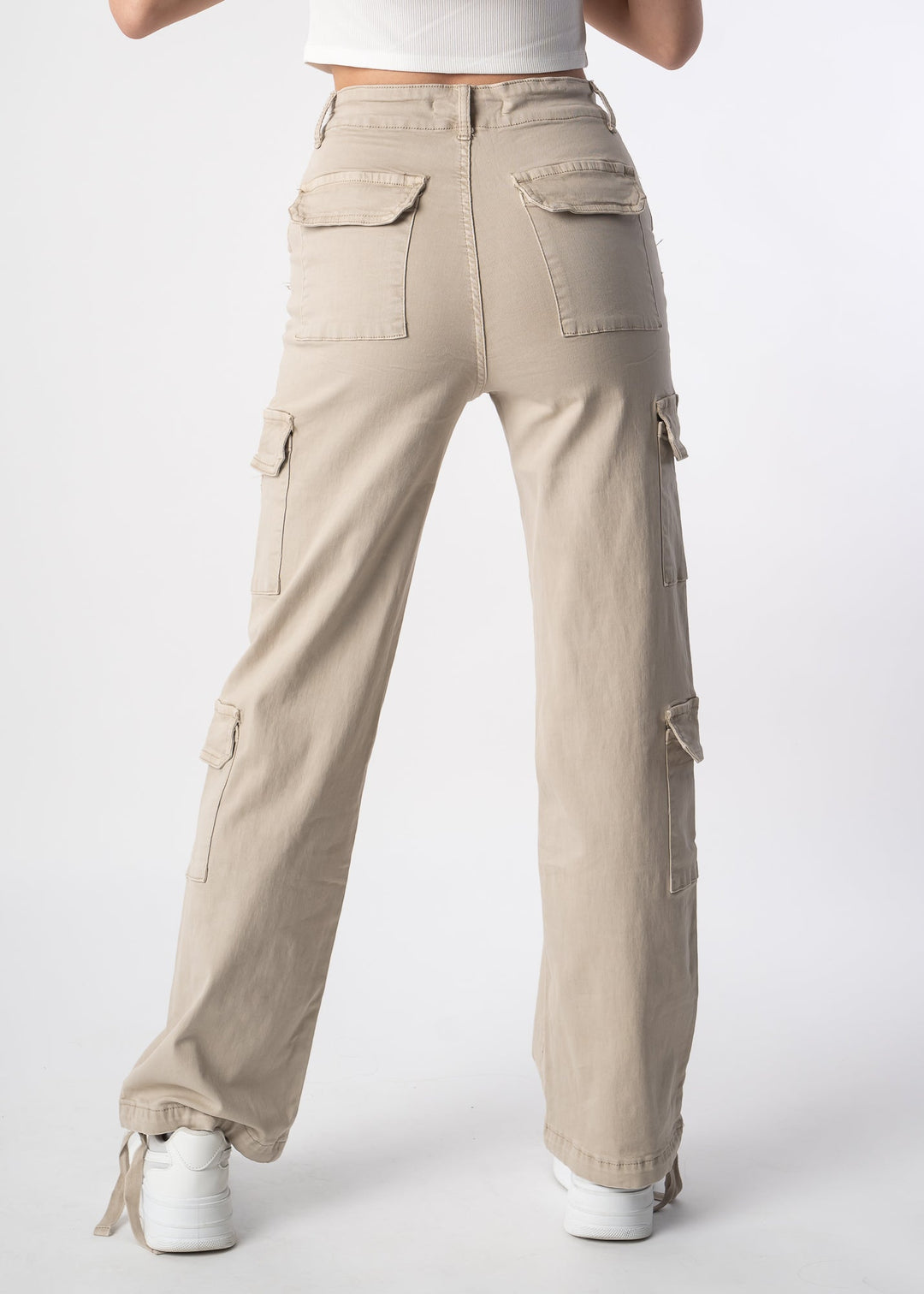 Wide Cargo Pants - Beige