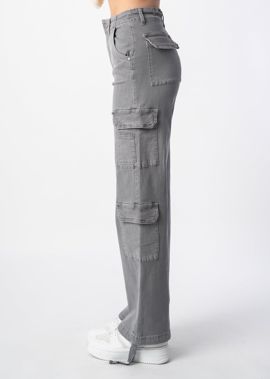 Wide Cargo Pants - Grey