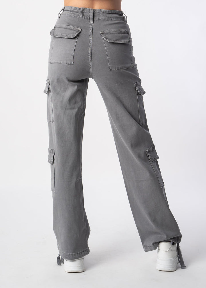 Wide Cargo Pants - Grey