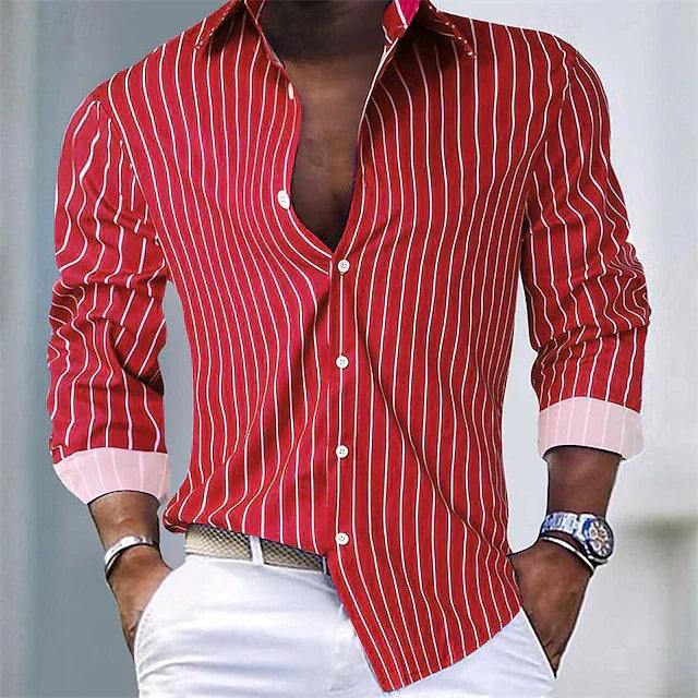 Nathan™ - Long Sleeve Relaxed Breathable Striped Shirt