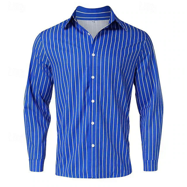 Nathan™ - Long Sleeve Relaxed Breathable Striped Shirt