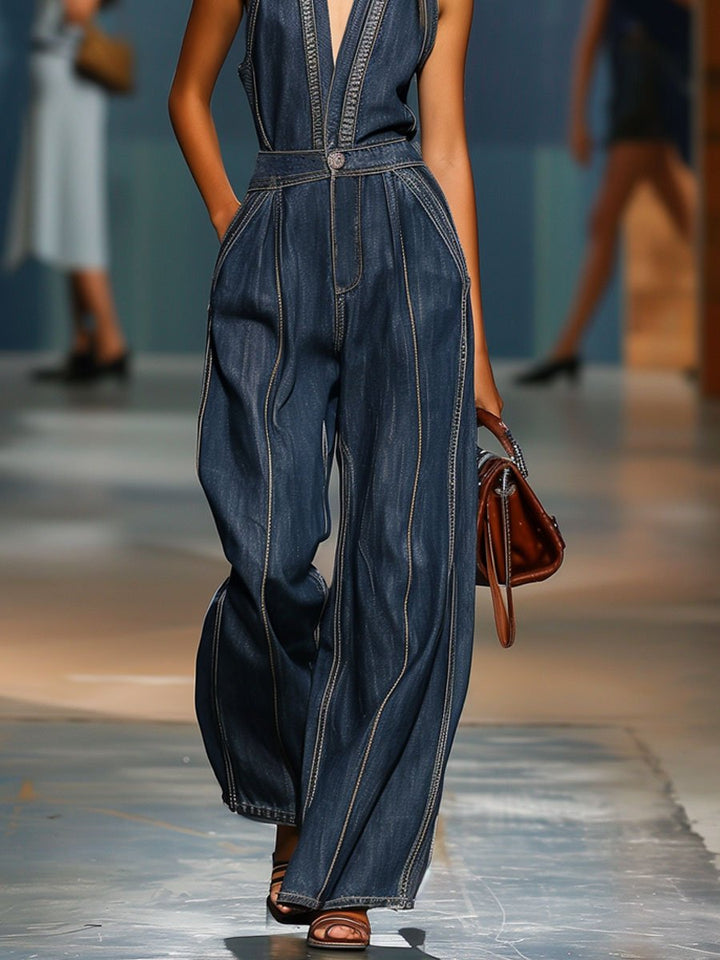 Estiva™ Wide-Leg Denim Jumpsuit