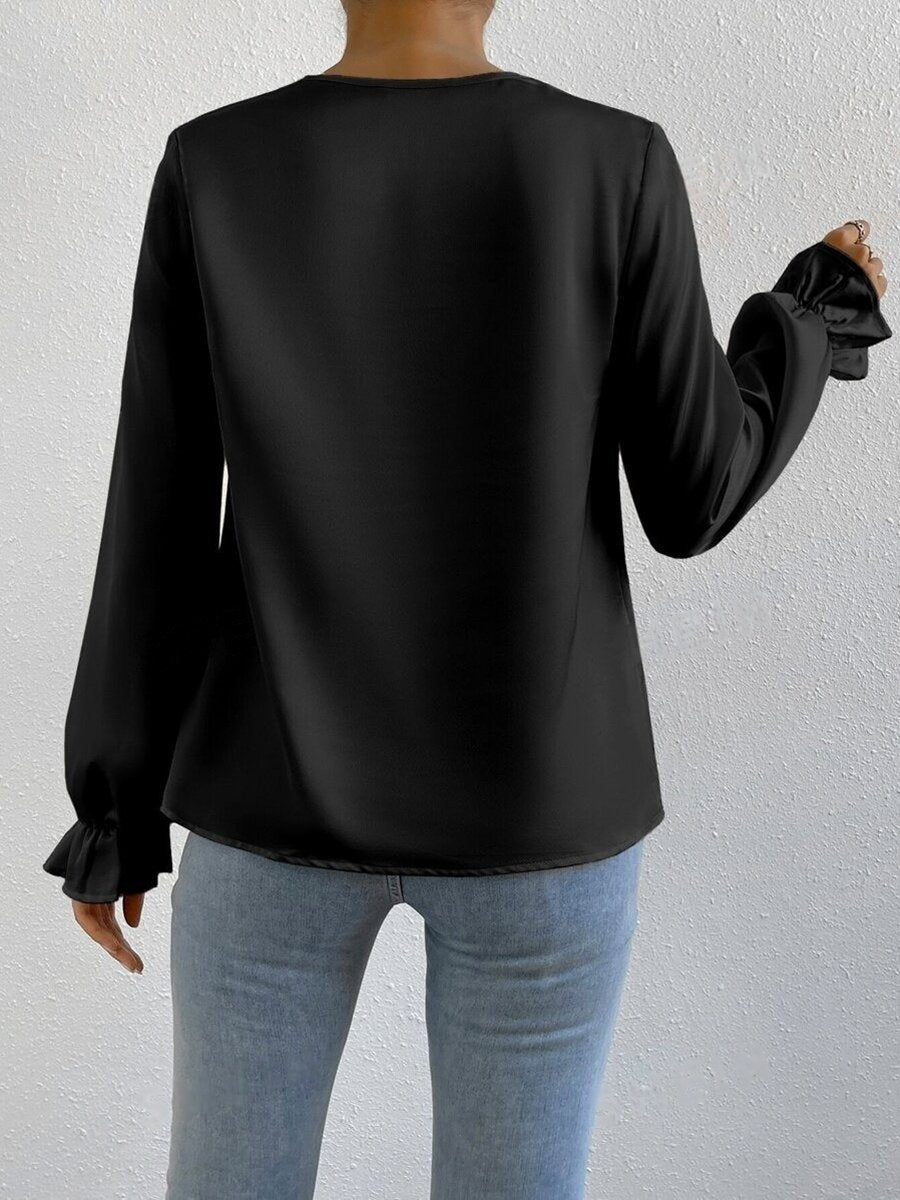 Elegant Ruffled Long Sleeve Shirt