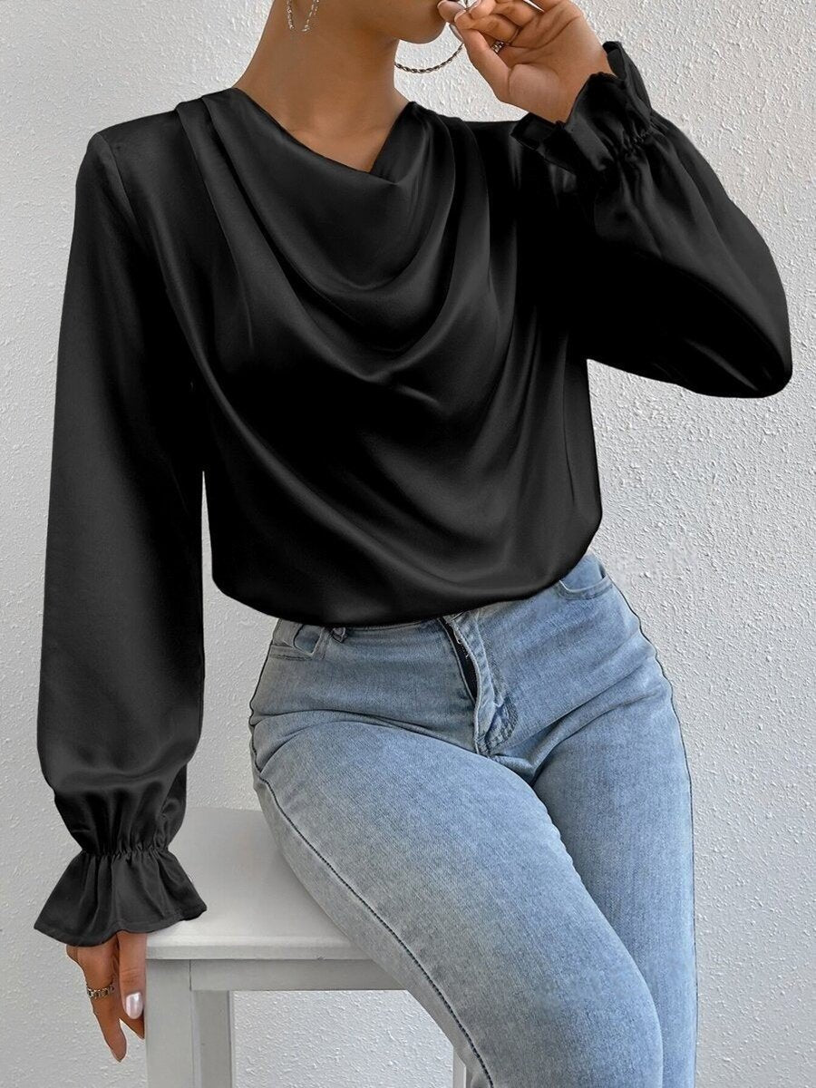 Elegant Ruffled Long Sleeve Shirt