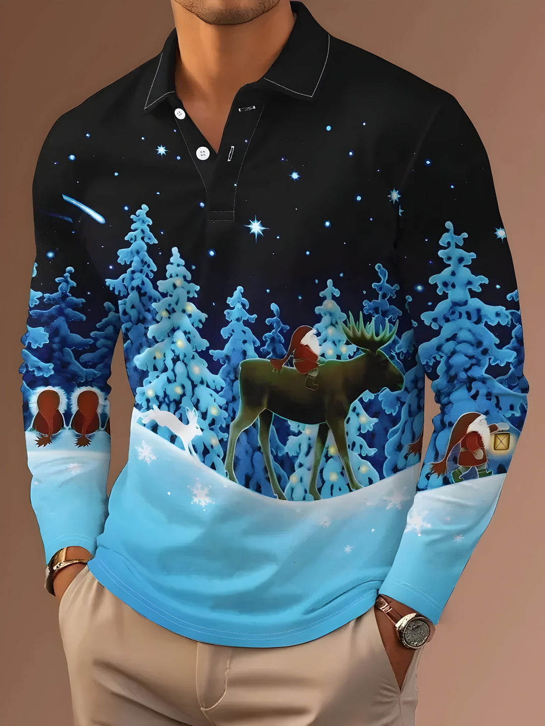 Oliver™ - Men's polo with Christmas print