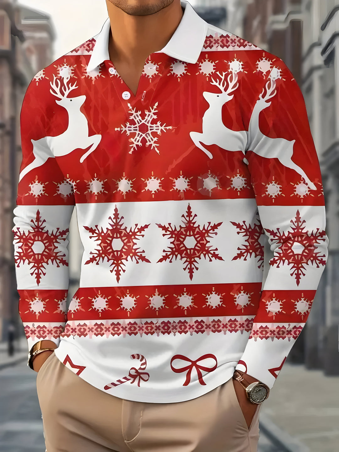 Oliver™ - Men's polo with Christmas print