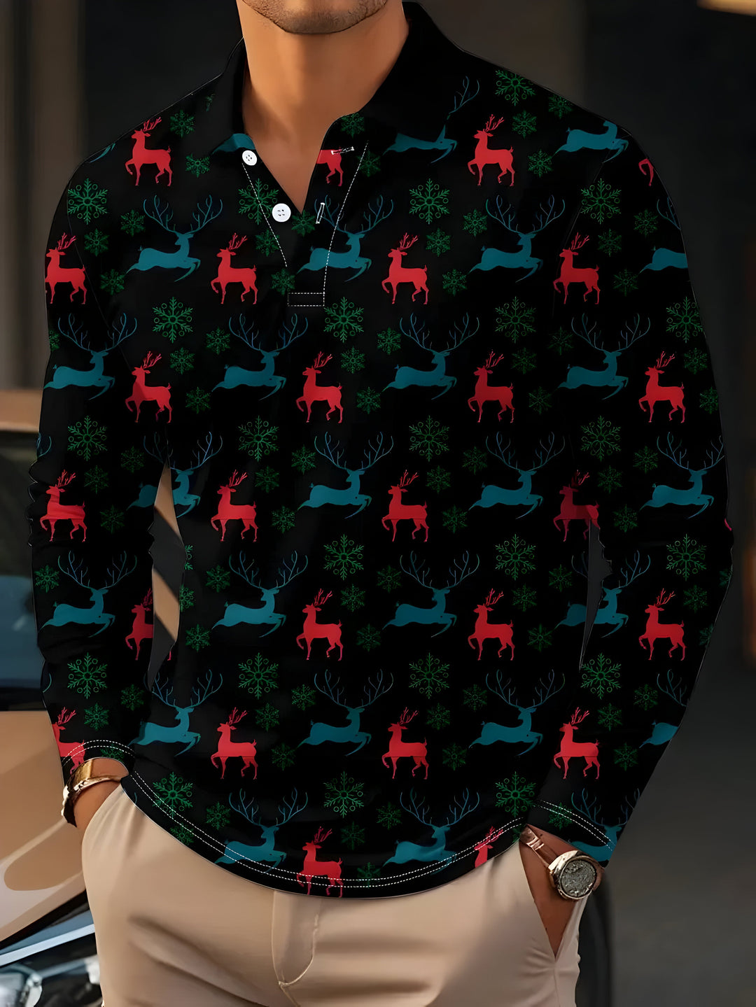 Oliver™ - Men's polo with Christmas print