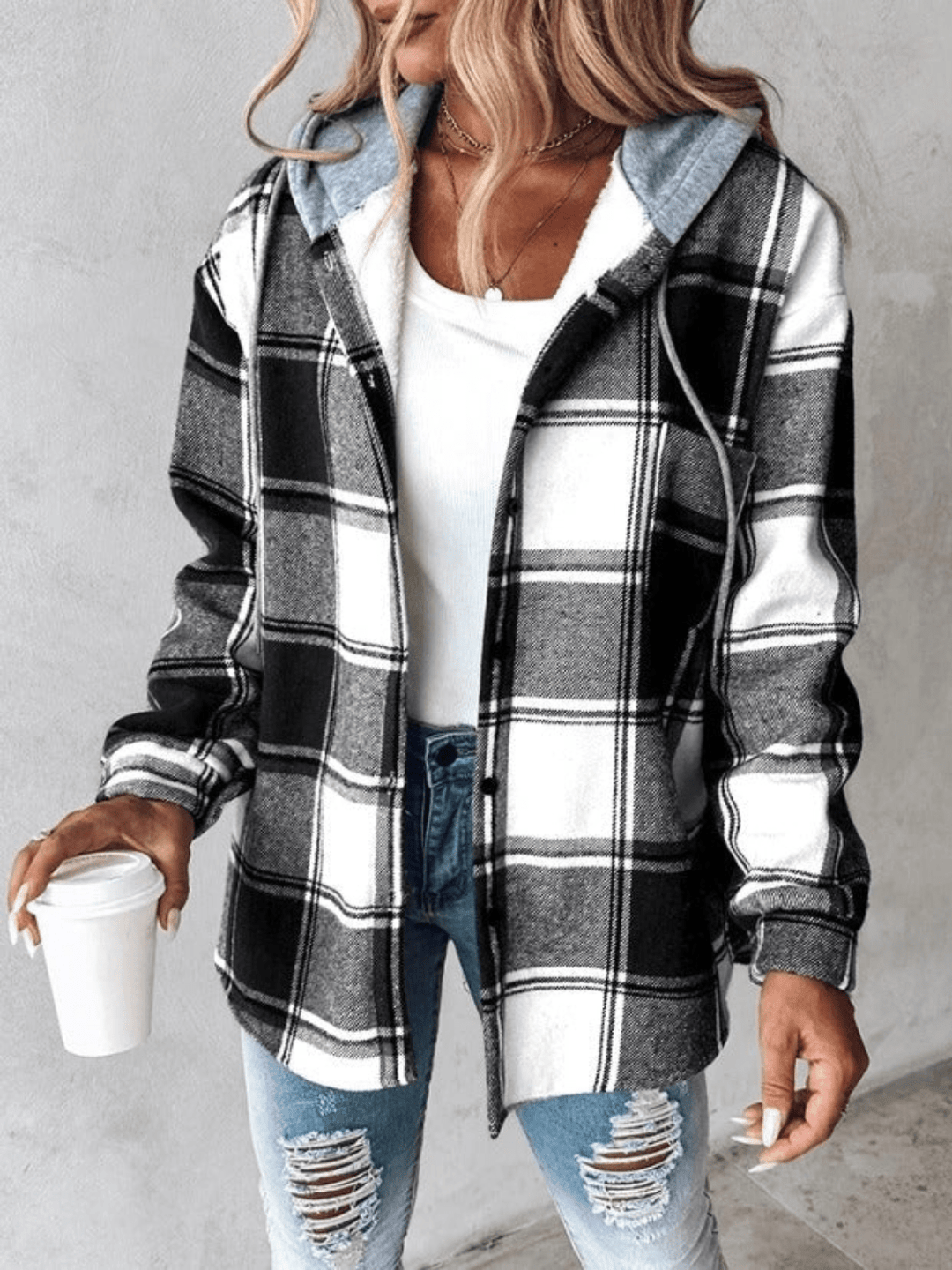 Sophia™ - Casual Flannel Shirt with Hood