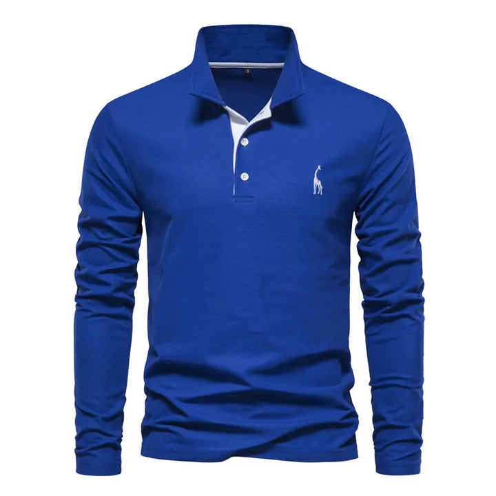 Doug™ - Long Sleeve Polo with Deer Embroidery