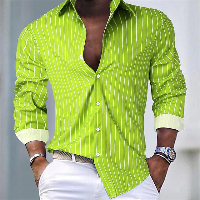 Nathan™ - Long Sleeve Relaxed Breathable Striped Shirt